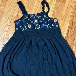 Speed Control Dress with Floral Embroidery - Black